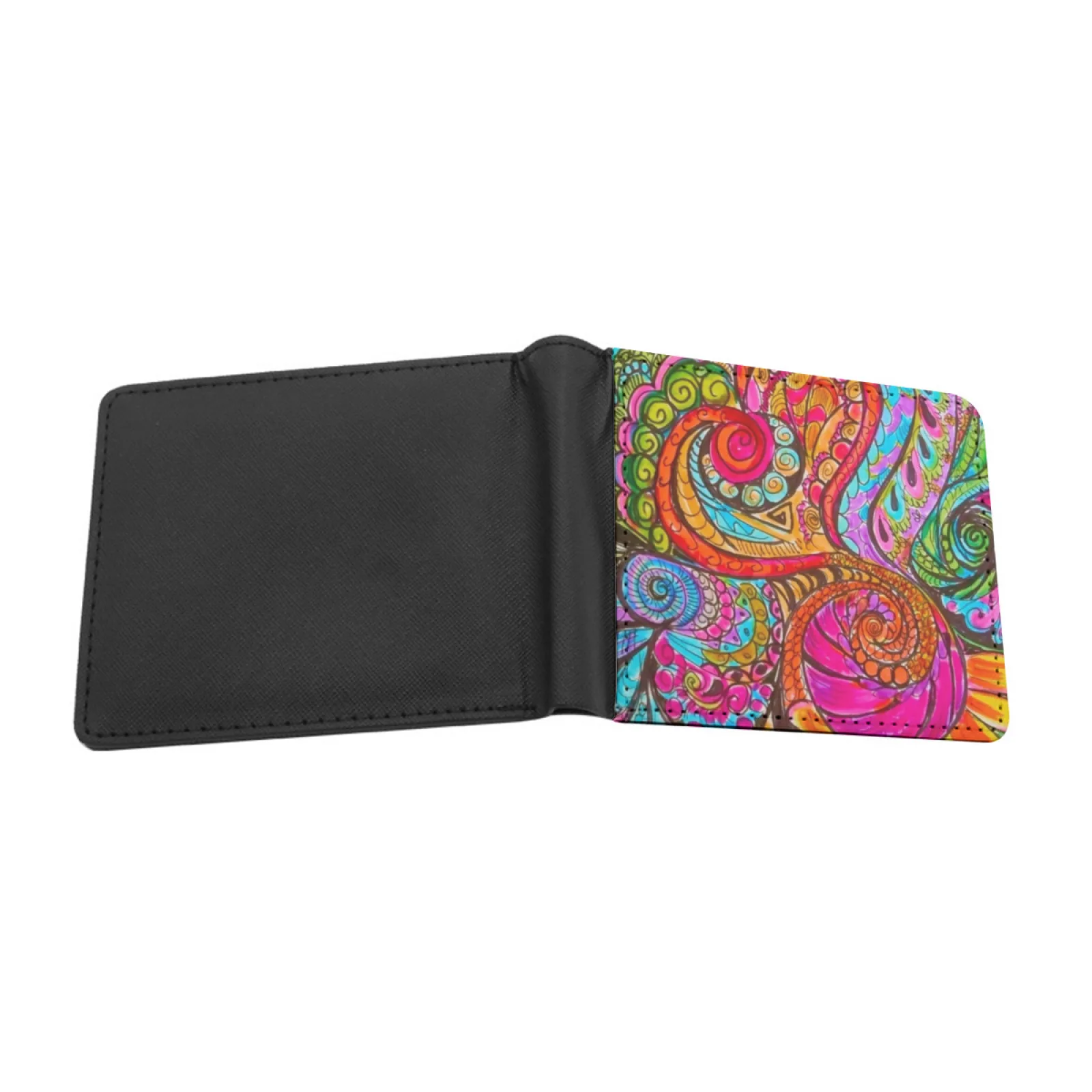 Hearts And Flowers Men's Wallet Pu Leather Wallet Multifunction Credit Card Purse Abstract Pop Art Doodles Freeform Colors