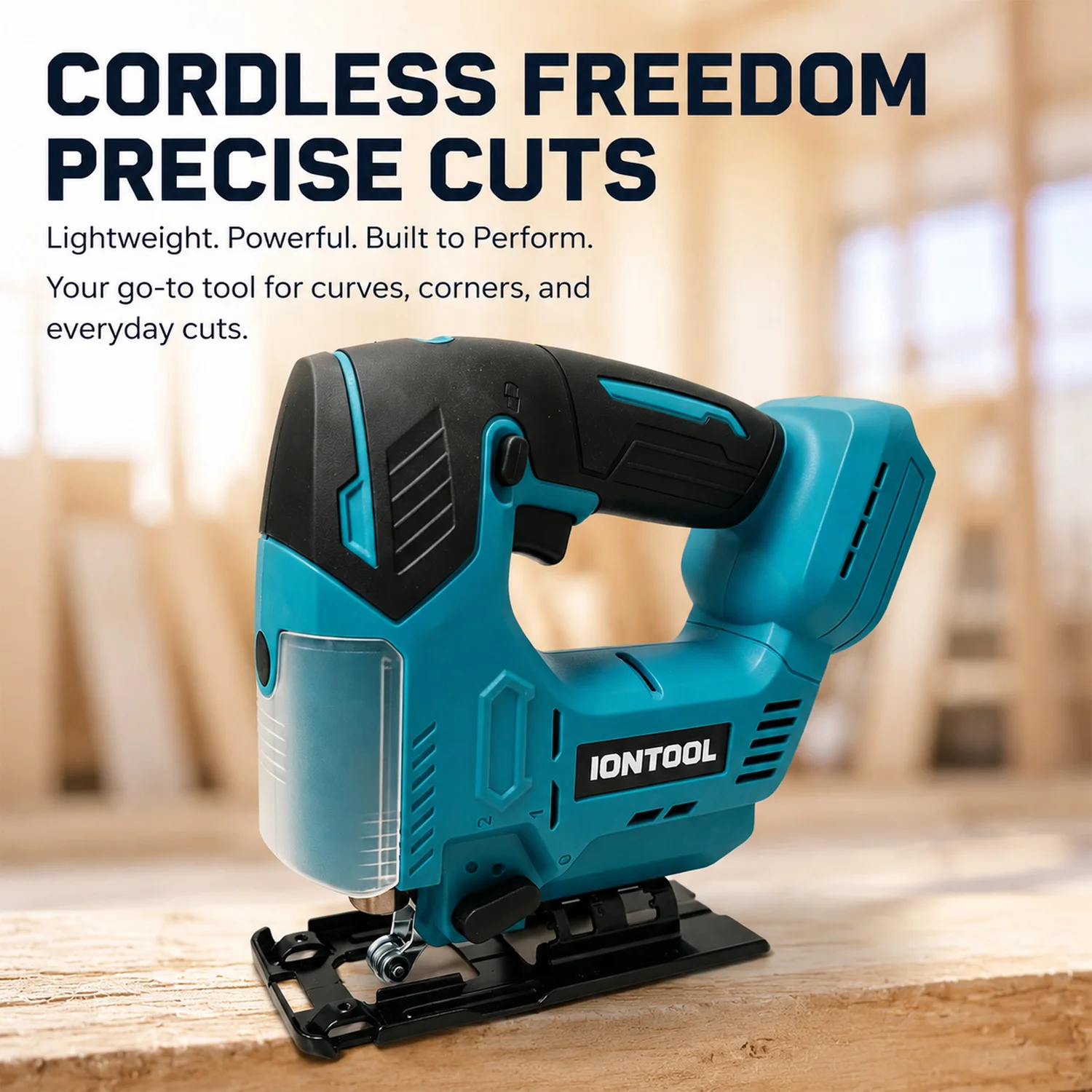 IONTOOL Cordless Jigsaw 3000rpm For Wood Curve Cutting and Metal Sheet Trimming and Laminate Floor Shaping Projects