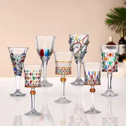 Luxury Goblet Crystal Glass Cocktail Cup Europe Goblet Cup Creative Colorful Red Wine Glass Italian Style Champagne Glass