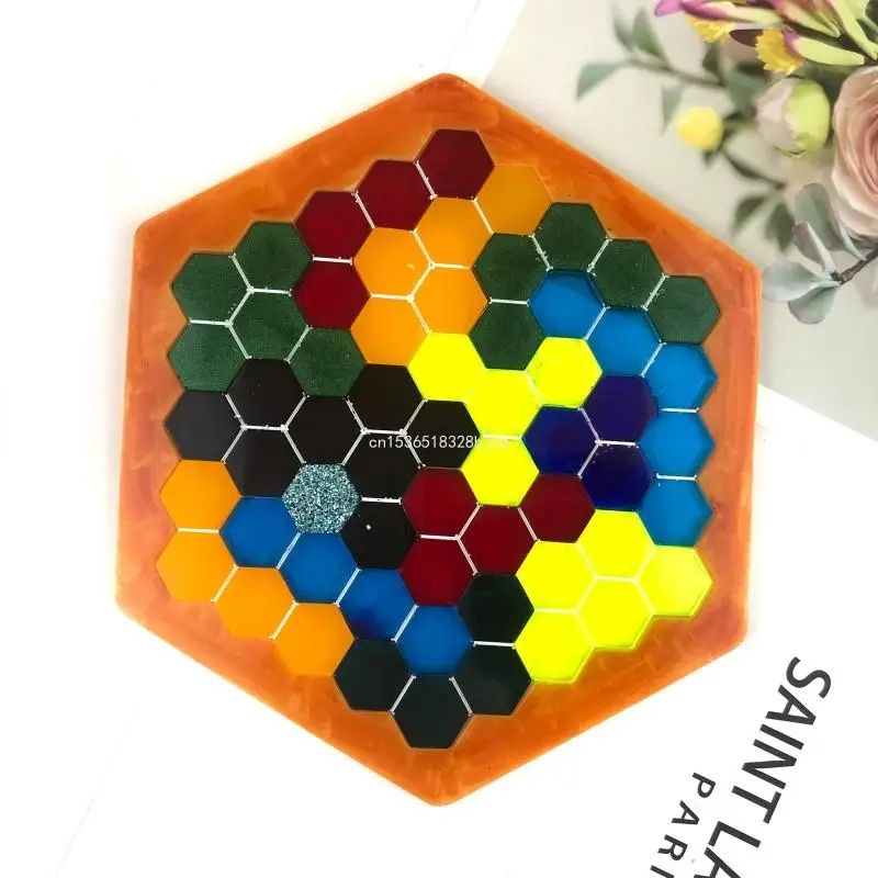 Honeycomb UV Crystal Epoxy Resin Mold Handmade Children Early Educational Puzzle Silicone Mould DIY Crafts Dropship