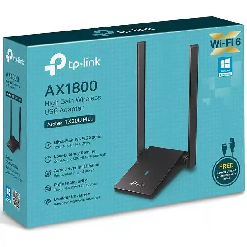 بطاقة الشبكة اللاسلكية TP-LINK ARCHER T4U TX20U PLUS عالية الكسب AC1300/AX1800 USB