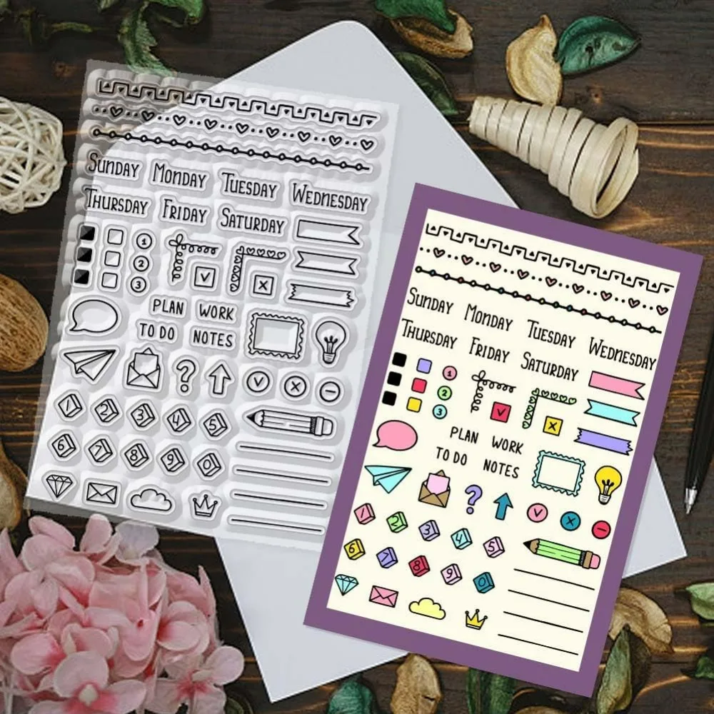 Diary Line Clear Stamps Calendar Diary Decorations Transparent for Card for Cards Stamps DIY Scrapbooking Photo Journal Album