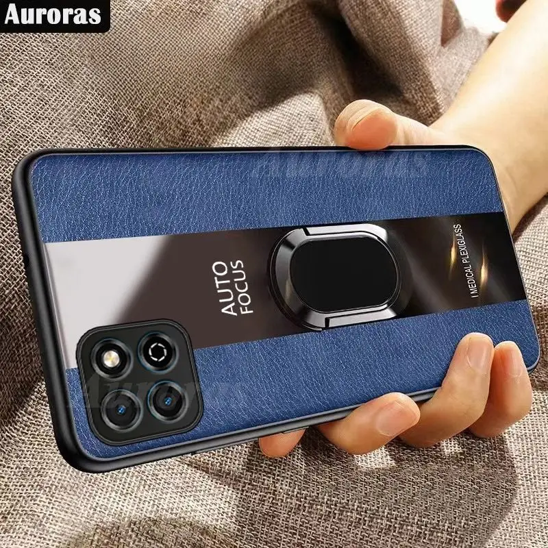 

For Honor 200 Smart Case Magnetic Ring Phone Cover For Honor X7C smart 200 Luxury PU Leather Capa Silicone Shockproof Bumper