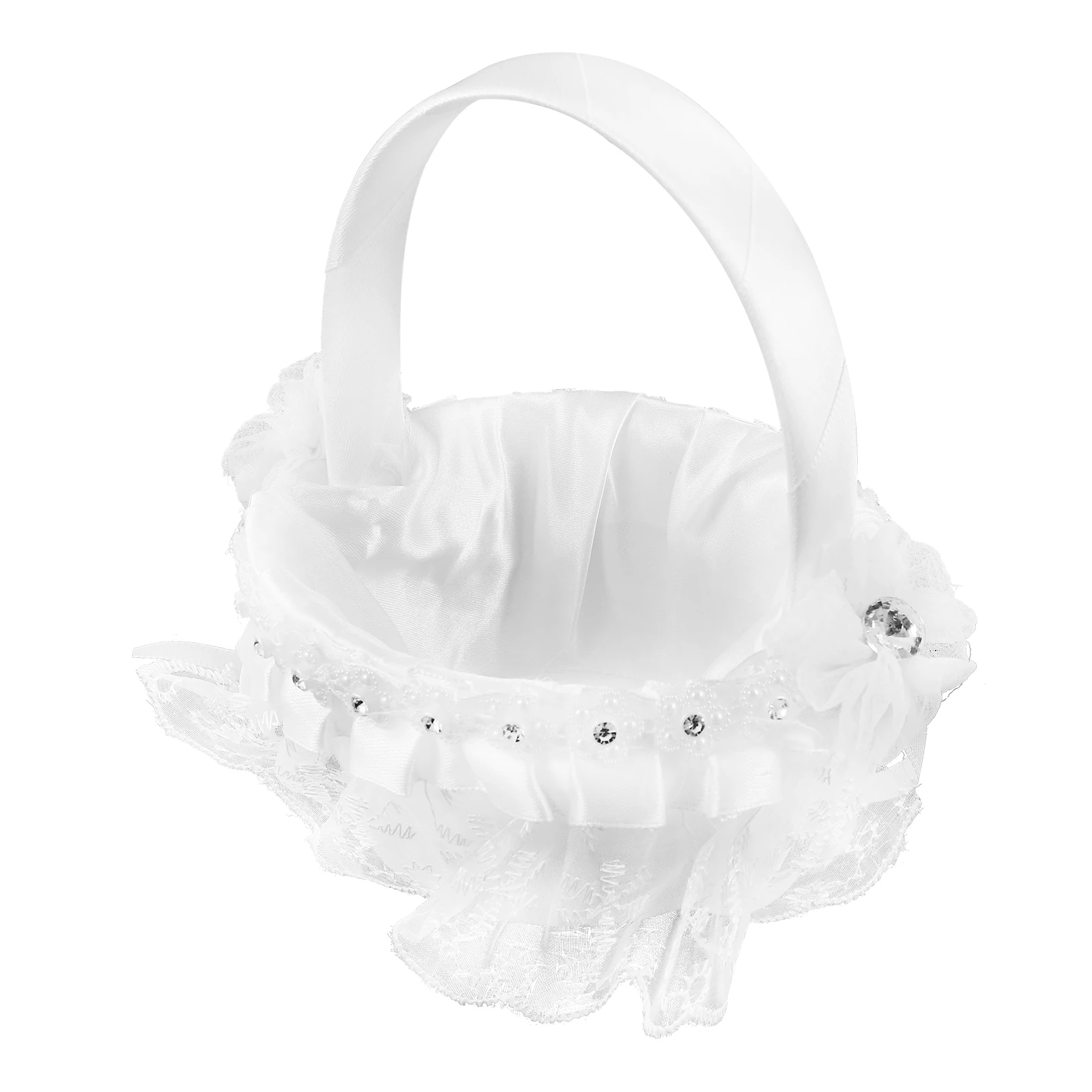 

Flower Girl Basket Wedding Baskets White Mini Plastic Child Favors Bridal Party Decorations Petals Storage Lace Design Elegant