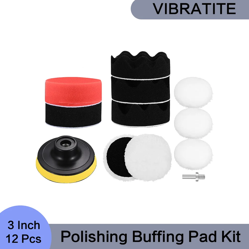 

3 Inch Buffing and Polishing Pads 12 Pcs with Sponge Pads Buffer Polisher Attachment Kit for Car Polishing Waxing Cleaning