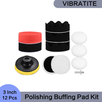 3 Inch Buffing and Polishing Pads 12 Pcs with Sponge Pads Buffer Polisher Attachment Kit for Car Polishing Waxing Cleaning