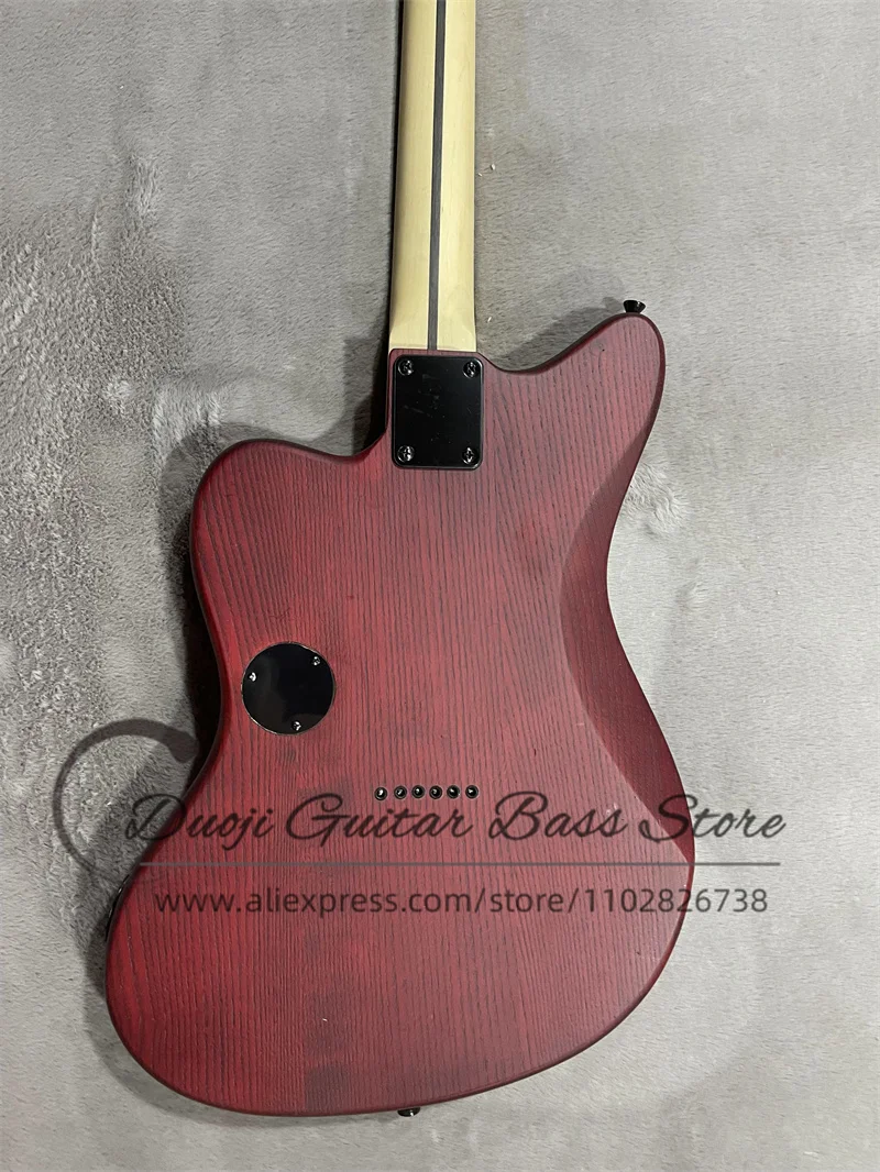 Matte brown red electric Guitar Ash wood body Maple Neck Rose wood fingerboard 22 Frets fixed bridge black tuner support cus