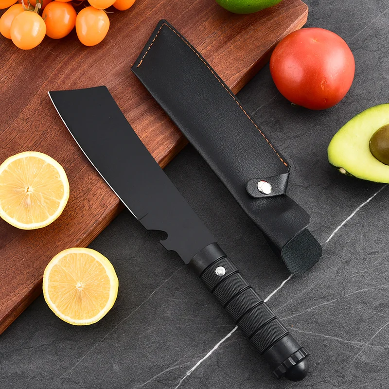 سكين جزار مصنوع يدويًا من الفولاذ المقاوم للصدأ - ساطور حاد مع مقبض بلاستيكي لقطع اللحوم وإعداد المطبخ