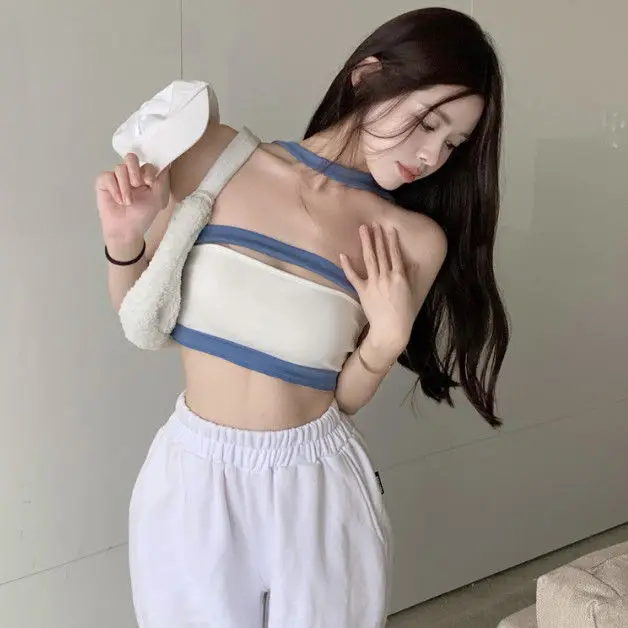 Strapl Ne معلقة اللون Blo Bustier المرأة قاعدة irt الصيف جديد الرغبة النقية مثير أعلى سليم صالح ort طول اللون #3