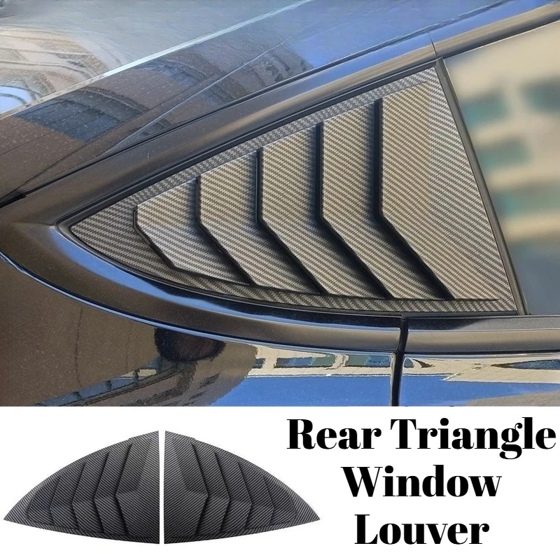 

For Tesla Model 3/Y Carbon Fiber Pattern Rear Triangle Window Louver Decals Car Exterior Protection Modification Accessory Parts