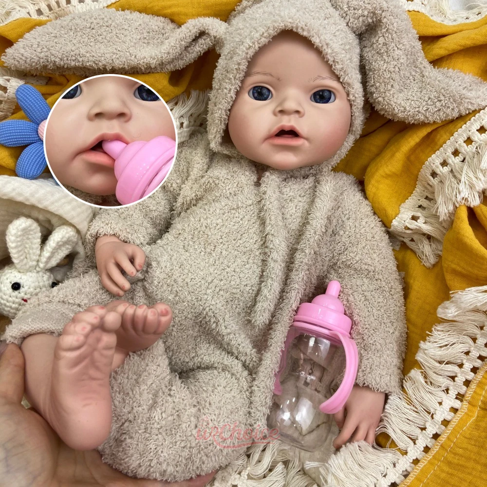 Full Pure Silicone Reborn Doll 50cm Realistic Visible Veins Weighted Newborn Reborn Art Doll Collection Display Decor Hobby Gift