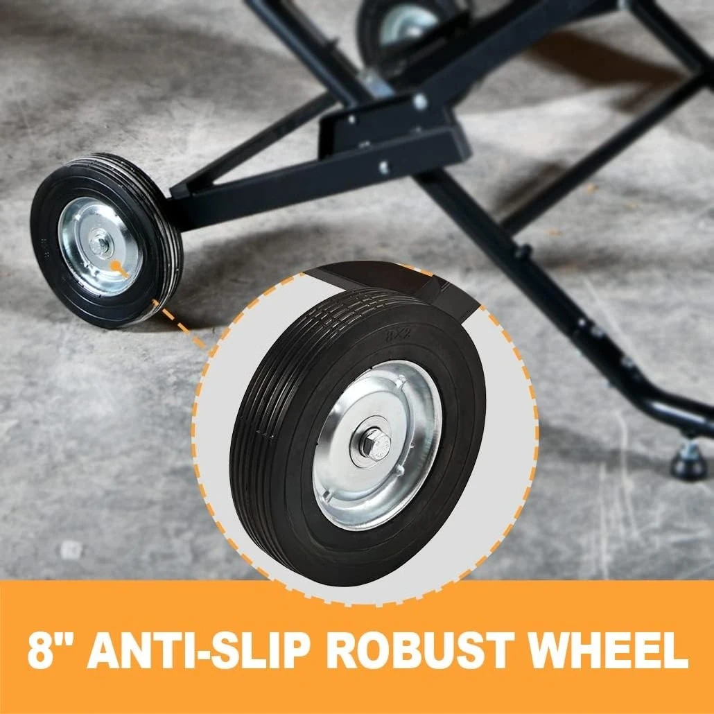 Портативная настольная пила ZZH, грузоподъемность 330 фунтов, складной настольный пильный столик с 8-дюймовыми колесами, сверхмощная конструкция