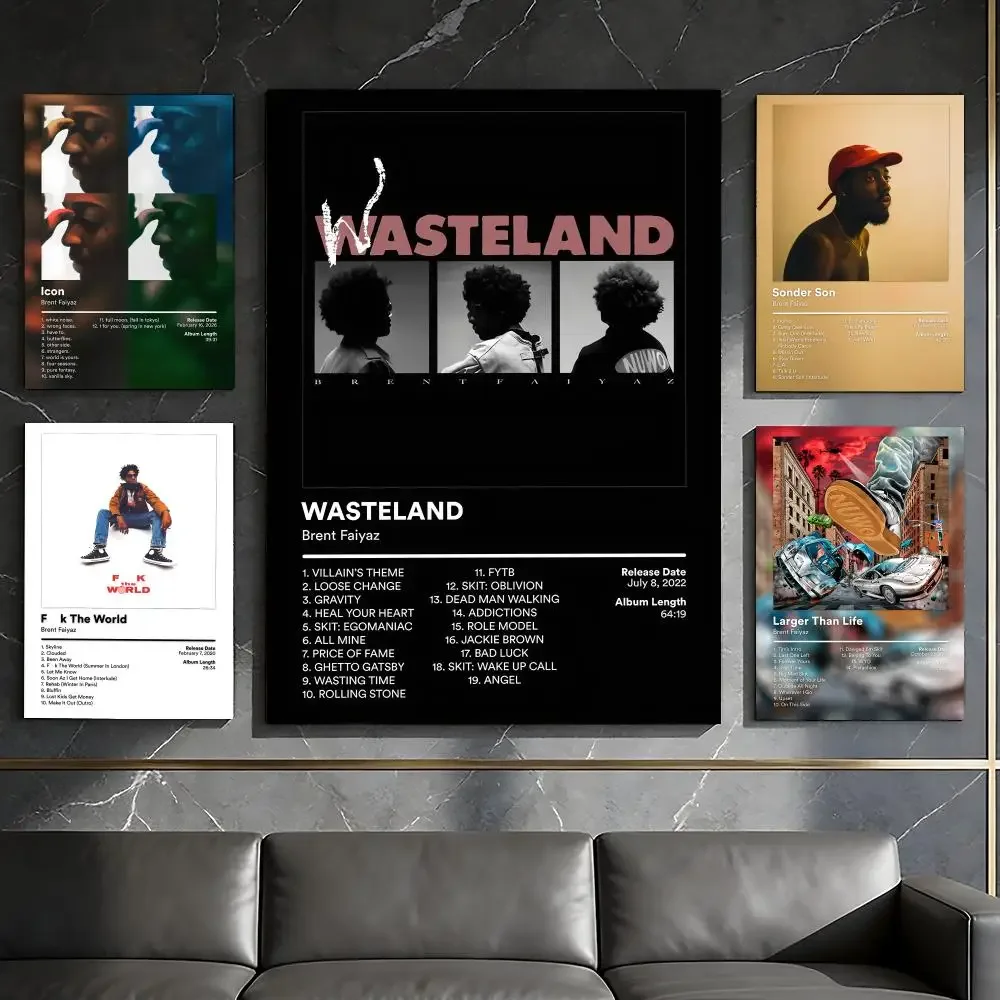 B-Brent F-Faiyaz Album Poster Waterproof Peel & Stick Wall Sticker Self Adhesive Art Decor For Living Room Bedroom