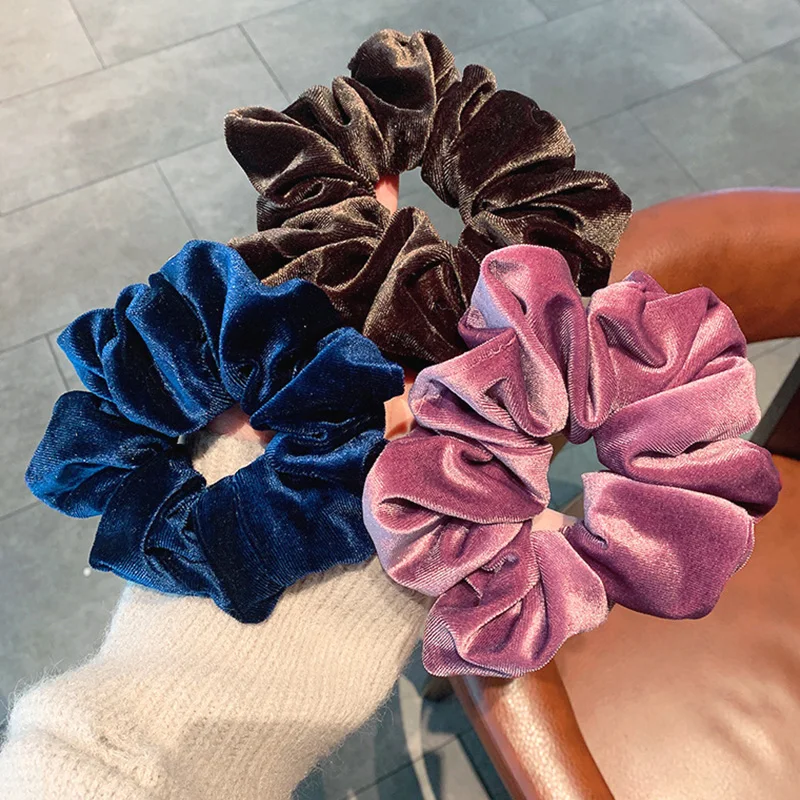 Korea Velvet Scrunchie Oversized Elastic Hair Bands Solid Color Headband Handmade Ponytail Holder Hair Ties Hair Accessories