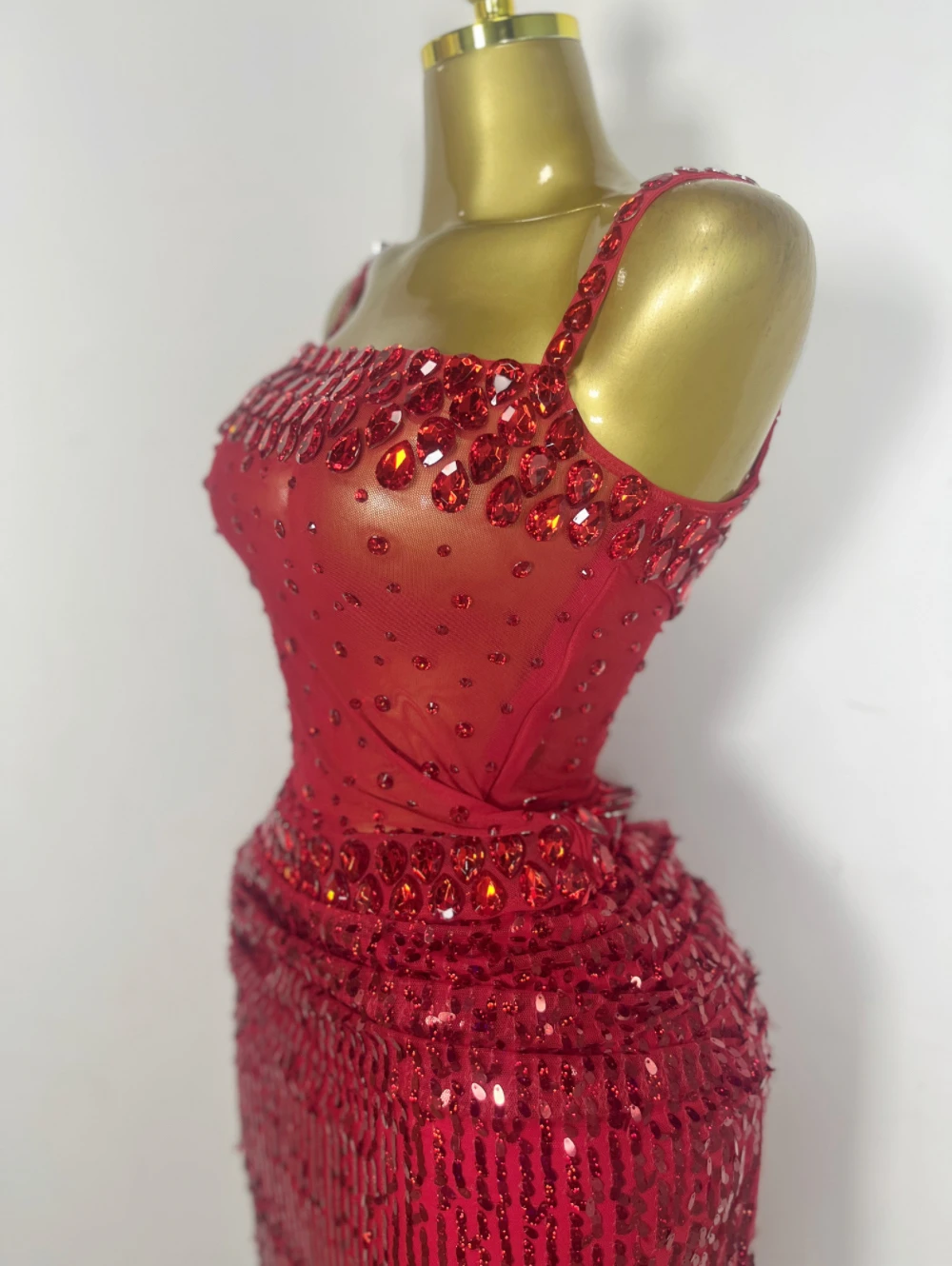 Sparkly Rhinestone Club Party Dress - Damen-Abendkleid für Geburtstagsfeiern und Bühnenauftritte, Funkelndes