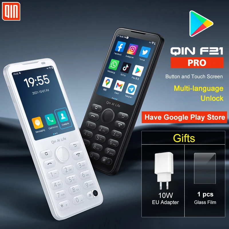 새로운 Qin F21 Pro 스마트 터치 스크린 전화 Wifi +2.8 인치 3GB + 32GB / 4GB 64GB 블루투스 5.0 480*640 글로벌 Verison 전화
