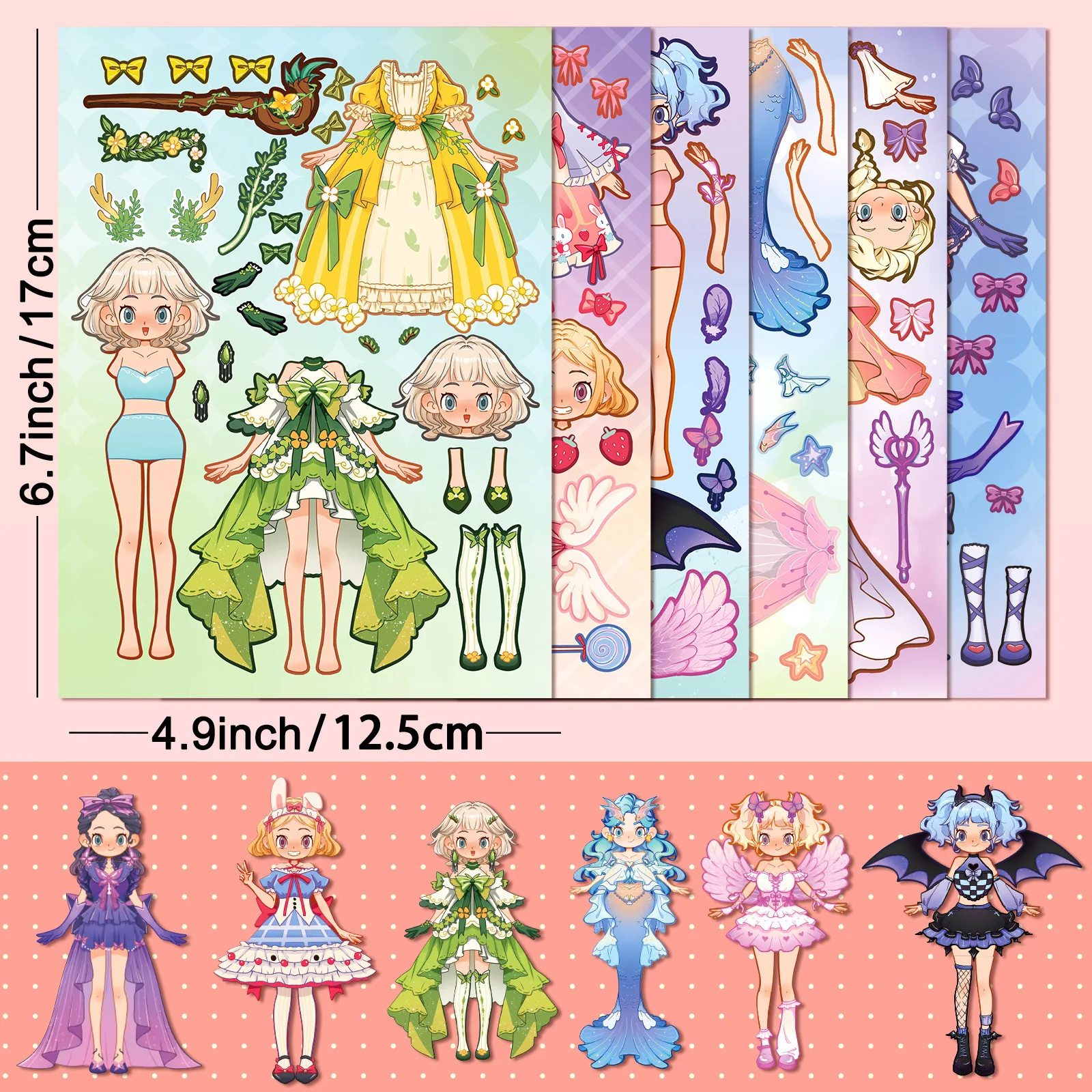 6 Pieces Per Pack of Cute Princess Stickers, Cross-Border Puzzle Face-Changing and Dress-Up Stickers, Personalized DIY Waterproof Stickers