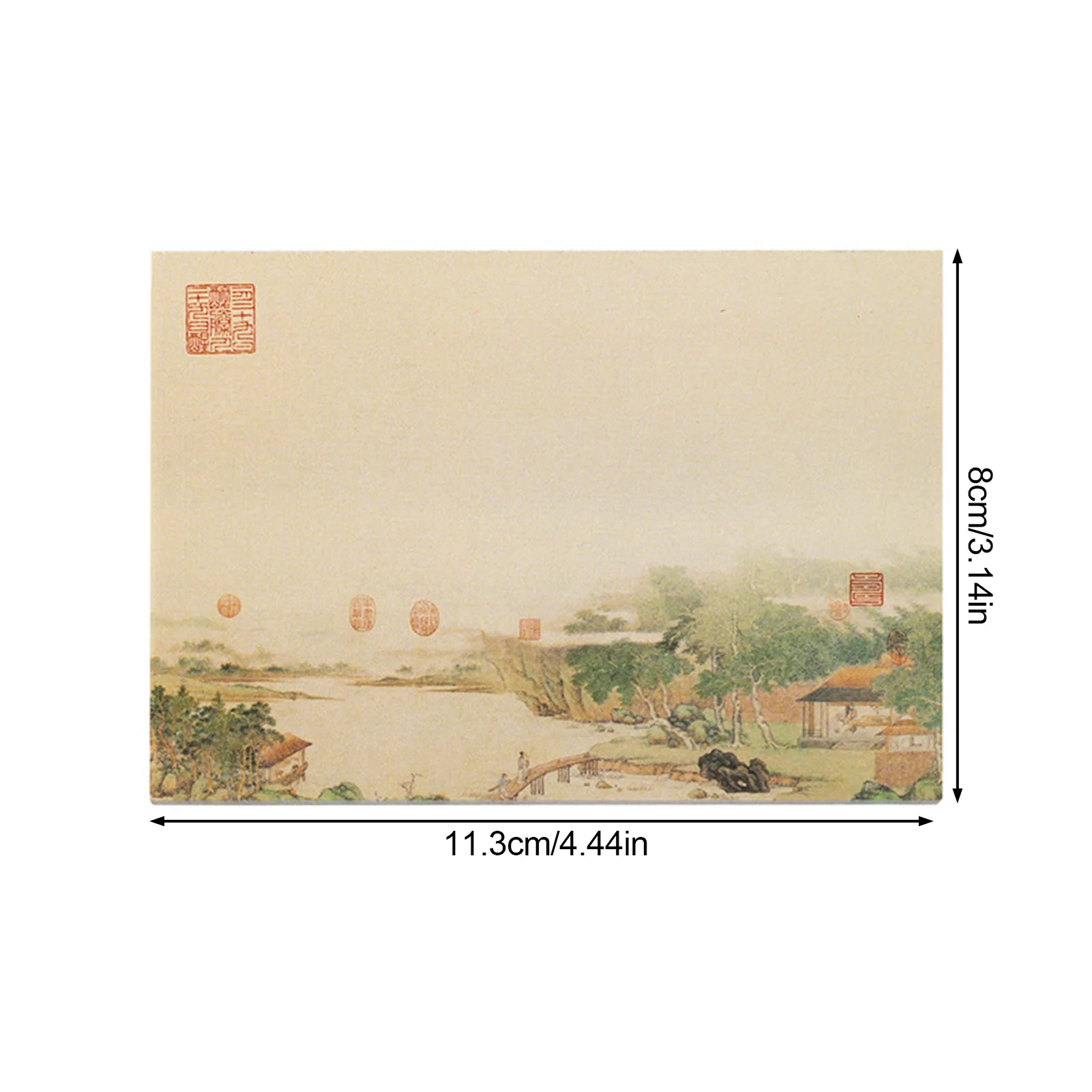 Notas de estilo de pintura china para decoración de diario, 80 hojas de notas de paisaje, arte Oriental, papel de decoración artesanal para notas de planificación