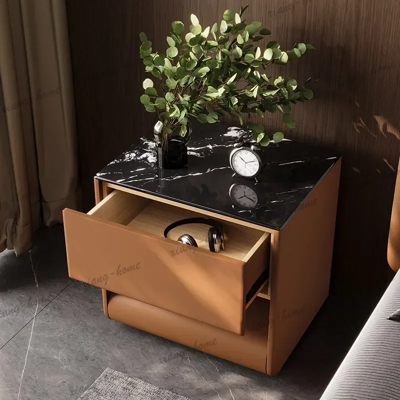 LJY Vintage Premium Nightstand Industrial Large Capacity Bedside Table Executive Soft Mesa Cabeceira Home Bedroom Furniture