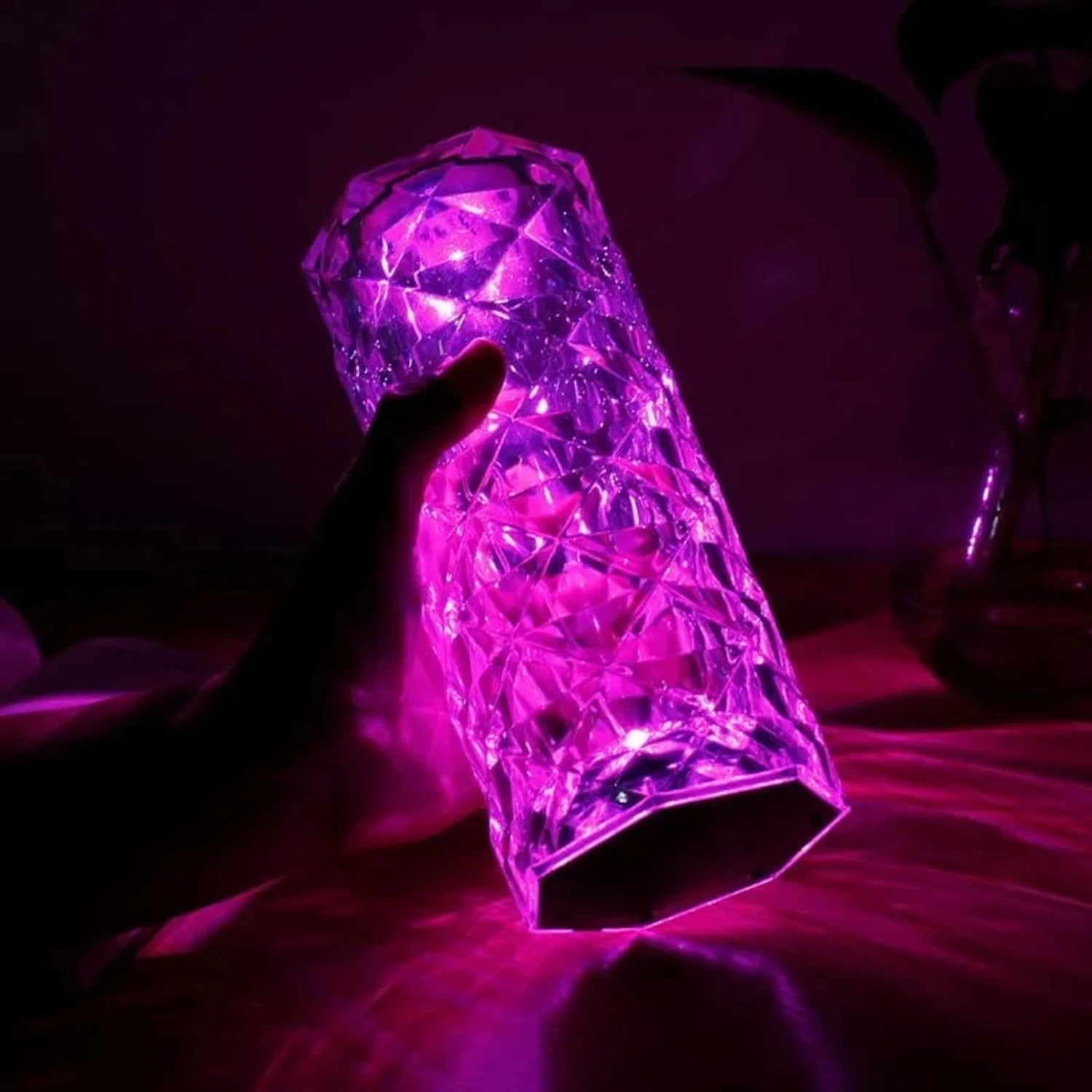 New Rechargeable 16 Colors RGB Rose LED Night Light Color Changing Crystal  Table Lamp  Bedroom Nightstand Christmas Decor