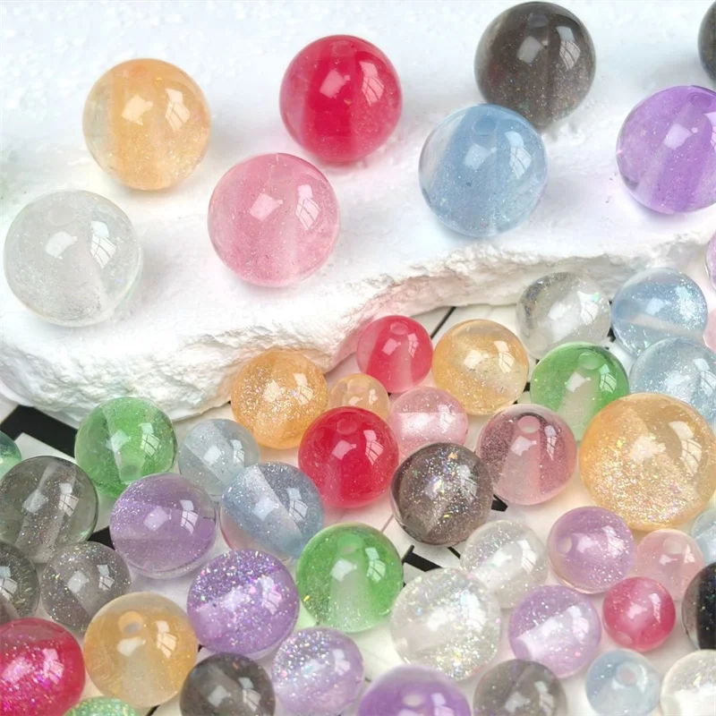 

Wholesale 100pcs/lot 8mm 10mm 12mm 16mm glitter effect geometry rounds shape resin beads diy jewelry garment hair accessory