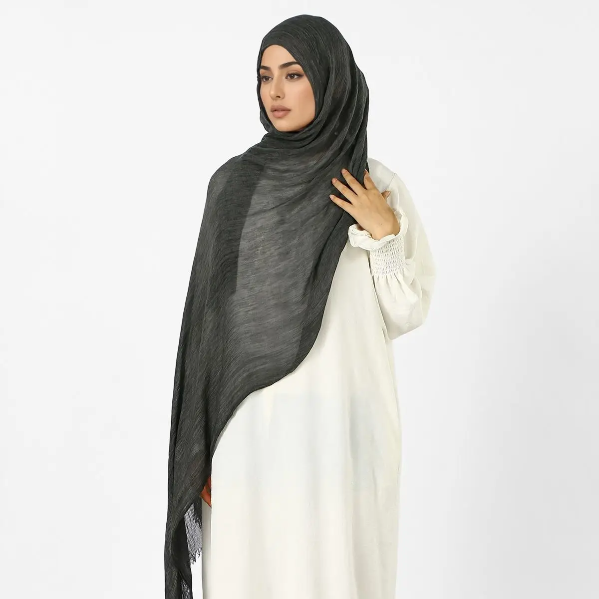 Crinkle Royan Cotton Instant Headscarf Muslim Hijab For Women Fashion Pleated Cotton Long Scarf Outdoors Soft Shawls Eid Ramadan