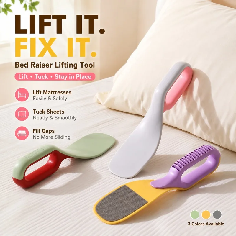 Bed Raiser Lifting Tool for Mattress, ABS+Flannel Fabric, 28x8x6cm, Green/Yellow/Gray, Home Bed Gap Filler