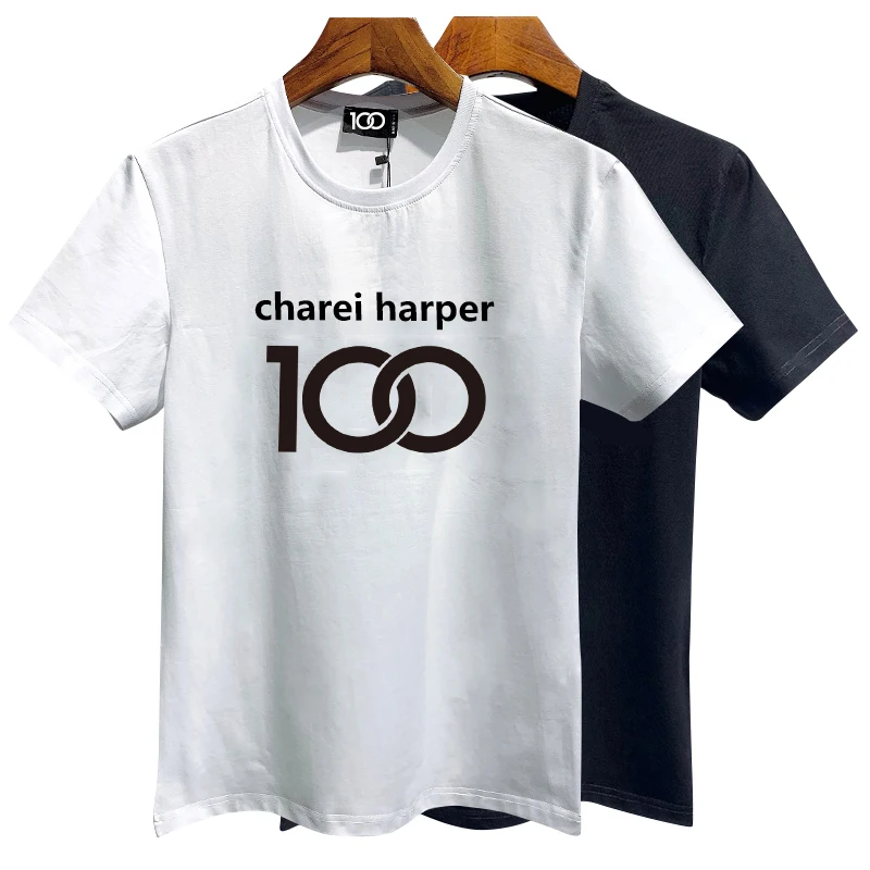 

CHAREIHARPER DSQ DT594 cotton men's short sleeve T-shirt Italy design letter spray print fashion Milan trend fashion casual top