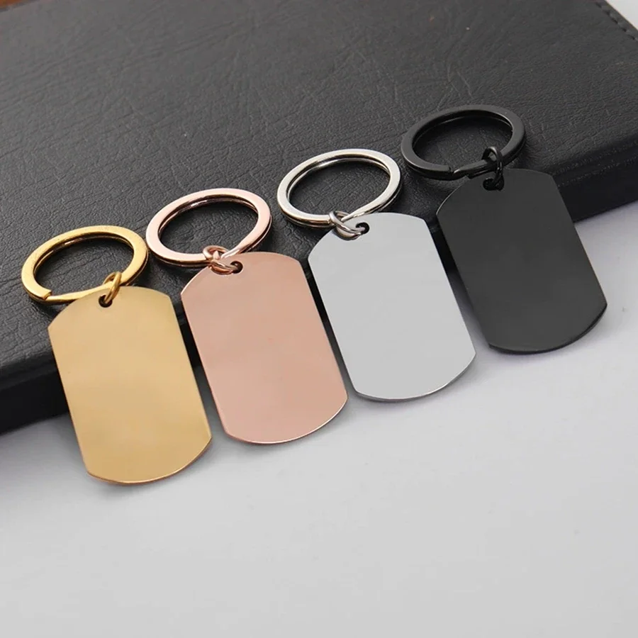 New Type 10pcs Strip Bar Keychain Mirror Polish Stainless Steel Stamping Blank Keychain For Gift for Women Men
