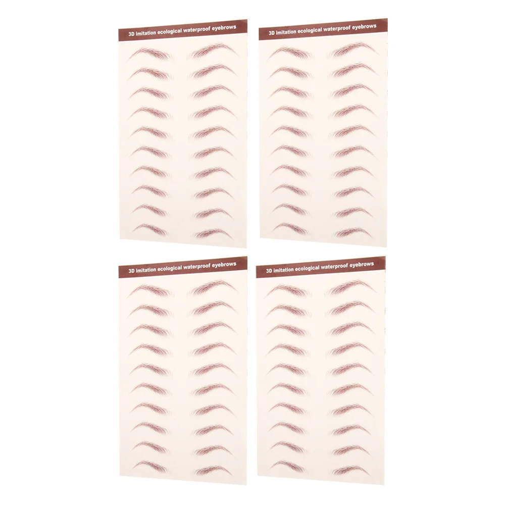 

4 Sheets Waterproof 3D Realistic Eyebrow Stickers Natural Hair-Like Temporary Eyebrow Tattoo Peel Off Brow Transfer Stickers