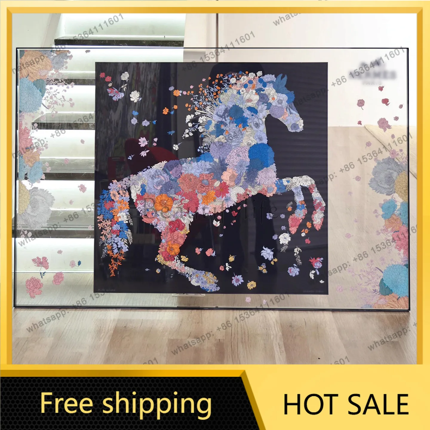 LJY French light luxury restaurant high-end silk scarf decorative painting modern living room