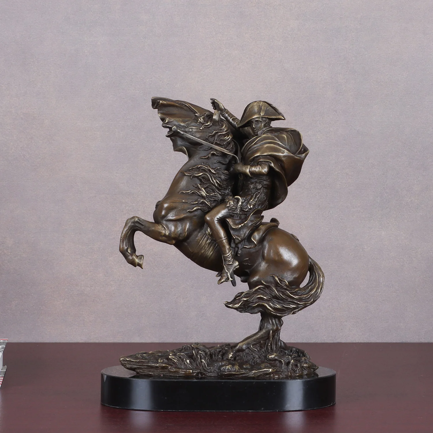 Napoleon Crossing the Saint Bernard Pass Statue Sculpture Bronze Gorgeous Home Office Decor 30cm