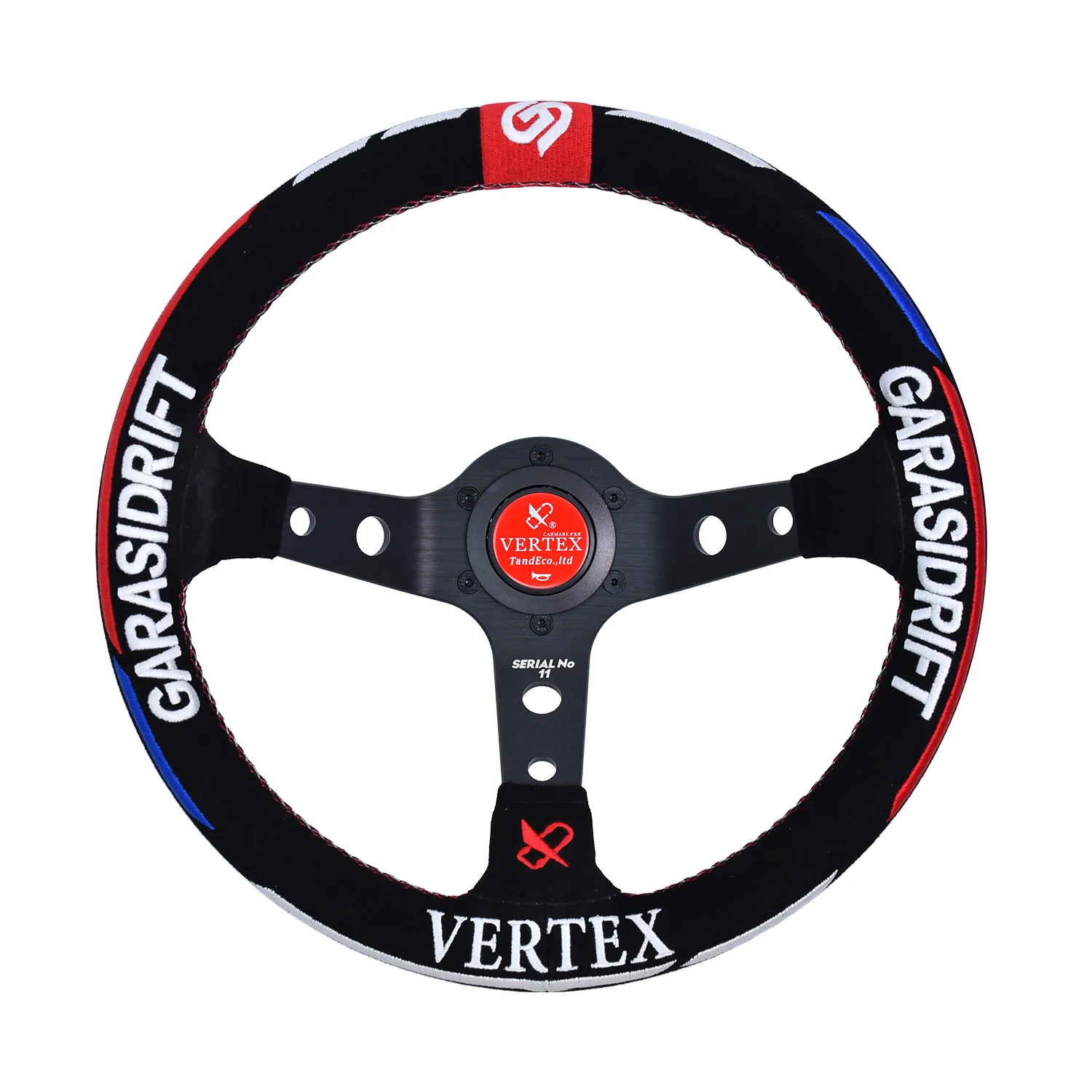 

VERTEX Universal 90mm deep bracket suede leather 330mm sport racing steering wheel