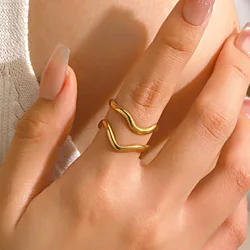 Yori Metal Geometric Unique Stainless Steel Adjustable Ring PVD Plated Daily Young Charm Jewelry Wholesale