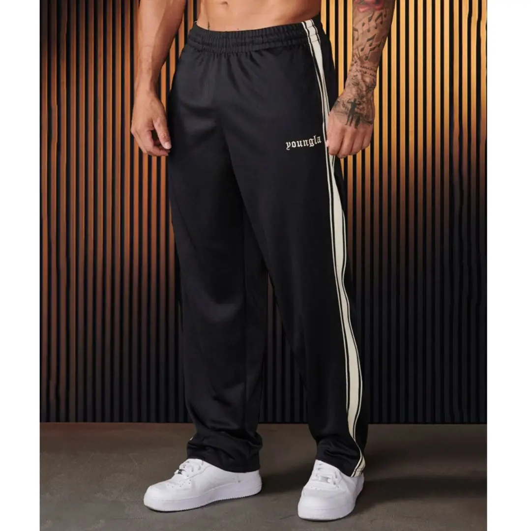 

Men Sweatpants Autumn Winter New Gym Sports Fitnes embroidery webbing Mid Waist Straight Leg Pants Fashionable Casual Pants ﻿