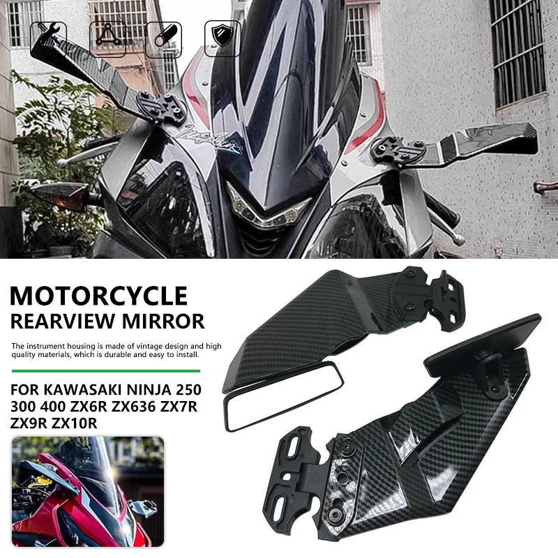 Motorcycle Windshield Mirrors For Kawasaki Ninja 250 300 400 650 NINJA 636 ZX-6R ZX-9R ZX-10R Windshield Mirrors Side Mirrors