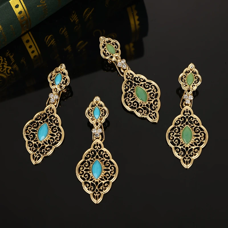 Morocco Gold Color Long Drop Dangle Earrings Turkish Brand Design India Ethnic Wedding Jewelry Arabic Traditional Bijoux Gift