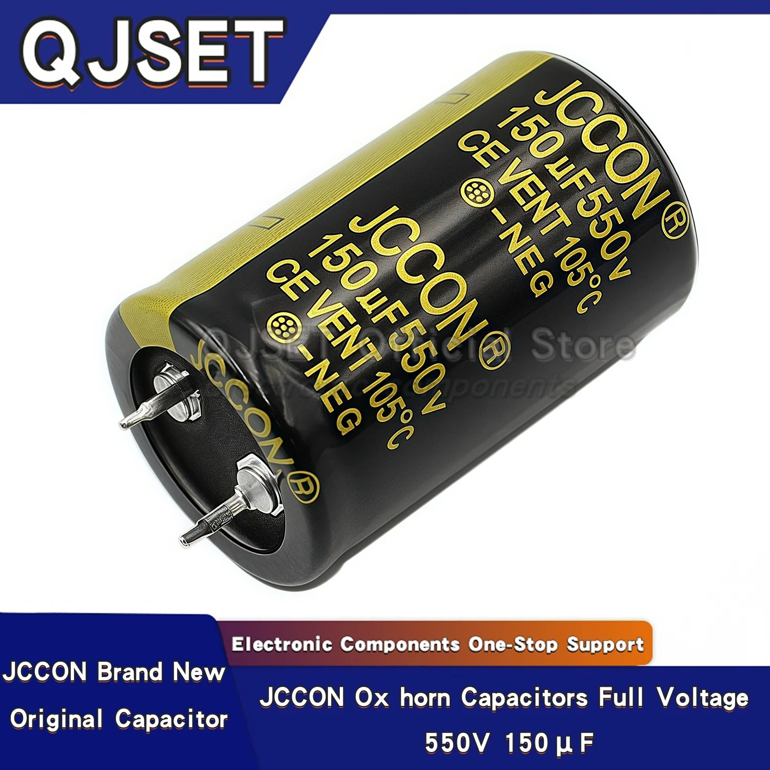 1pcs 550V 150uf JCCON Capacitor Black Gold 450V 500V 550V 150uf Inverter Power Adapter Aluminum Electrolytic Capacitor 25mmx40mm