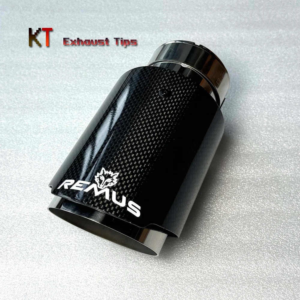 1Pcs Remus Cars Accessories Exhaust Tip Tail End pipe Muffler Tips Glossy Sliver Carbon Fiber Exhaust System Nozzle for All Car