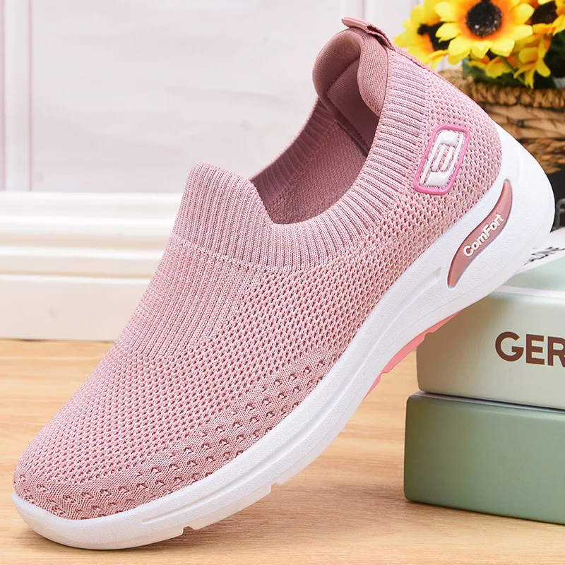 New Women's Mesh Sneakers 2024 Fashion Breathable Mesh Casual Shoes Summer Socks Vulcanized Shoes Sports Zapatillas Mujer