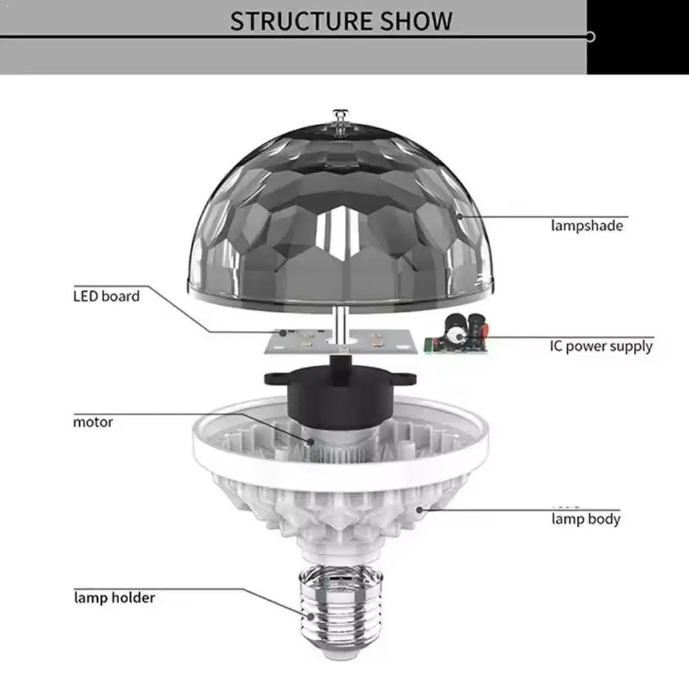 E27 Stage Light LED Stage Lamp Bulb Stage Light Colorful Small Magic Ball 360º Rotating USB Plug Multiple Modes For DJ Disco