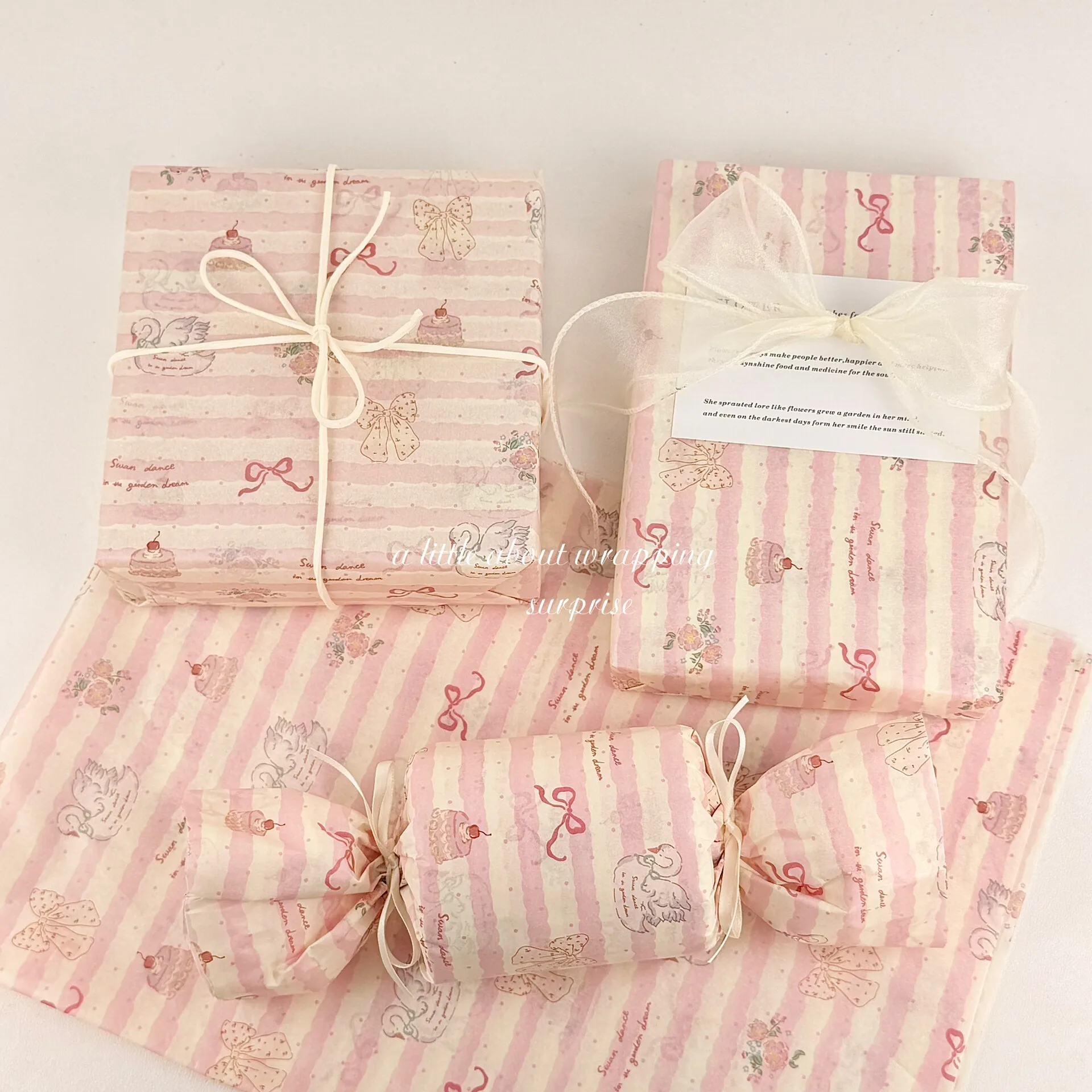 Retro Pink Cute Girl High End Aesthetics Gift Lining Wrapping Paper Flower Shop Floral Anniversary Gift Packaging Materials