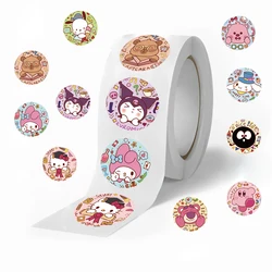 500pcs/Roll Cartoon Stickers Kawaii Kuromi Melody Diy Pvc Laptop Decals Decoration Stiker Kid Reward Gift Toy