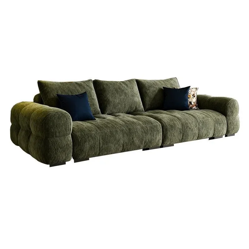 for Fabric Sofa Minimalist Chenille Living Room Small Apartment Marshmallow Cloud Italian Style Straight Row Cream Sofa