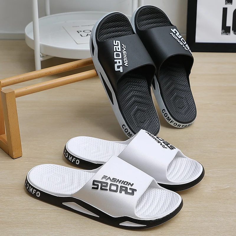 Fashion Men Summer Slippers Indoor Sport Style Thick Sole Lightweight Good Breathability Bathroom Outsdoor Beach Comfort Shoes