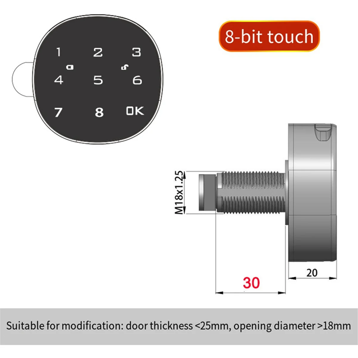 ABLG Digital Electronic Smart Mailbox Lock Touch Screen Lock File Iron Steel Desk Cabinet Door Password Keypad Lock 30MM