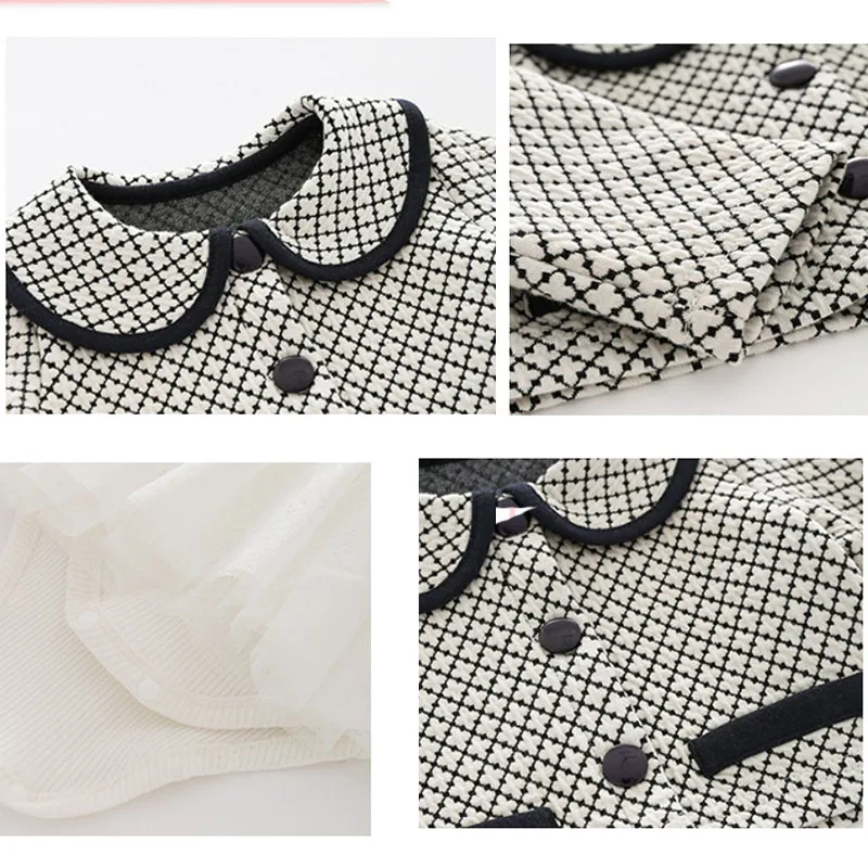 2 ピース春秋幼児女の子衣装セット韓国のファッション人形の首輪花コート + ボディスーツベビー服新生児アイテム B040