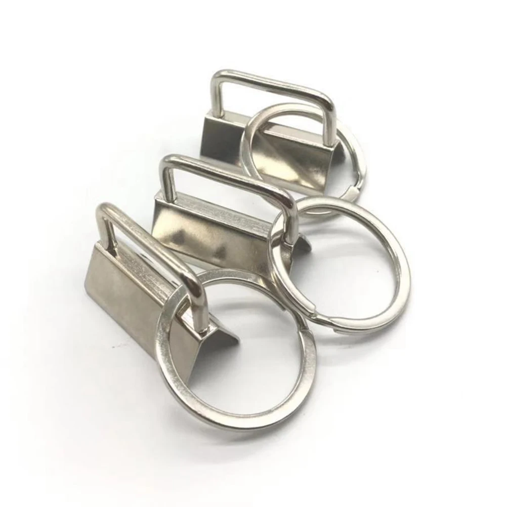 50pcs Webbing Clamp Metal Wristlet Key Fob Hardware Chain Keychain Durable Anti Rust Perfect for Craft Jewelry Accessories