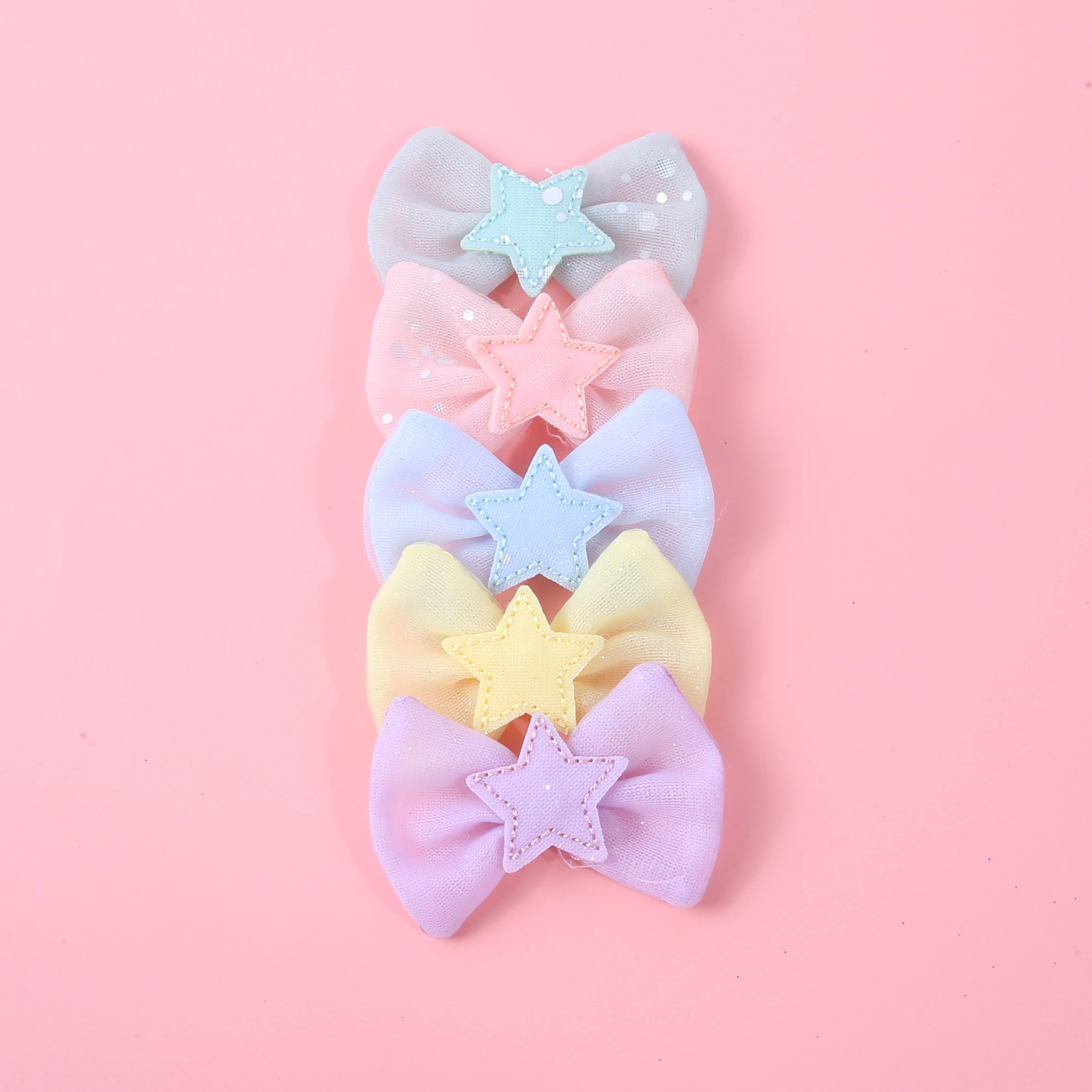 5/10Pcs Star Mesh Bow Appliques, Cute DIY Hair Accessories Clothing Bag Gift Box Decoration Craft Supplies