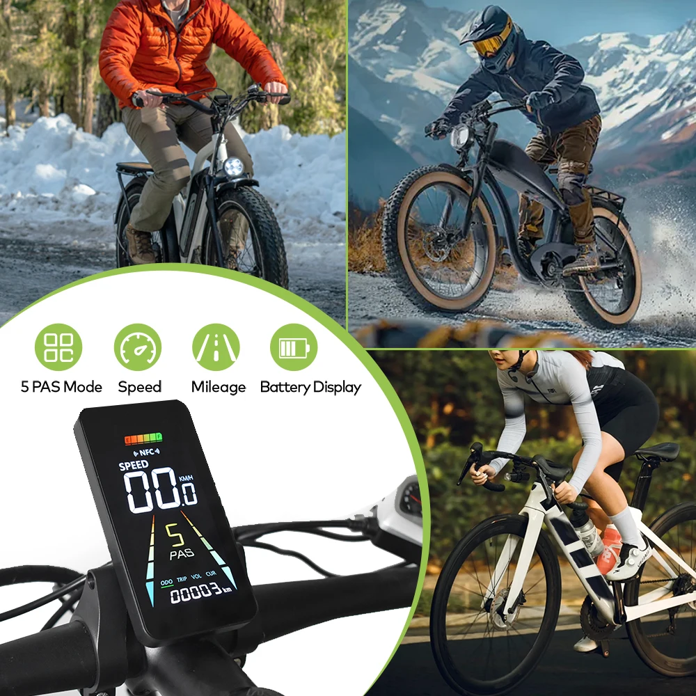 F4【UART2】Turn On The NFC Screen Electric Bicycle Display Ebike Accessories 24V/36V/48V/60V Cycling Computer Bike Speedometer